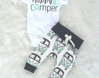 Happy camper/boys outfit/organic cotton/baby boys