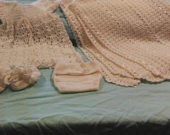 Crochet christening set 0-3 months baby shower gift