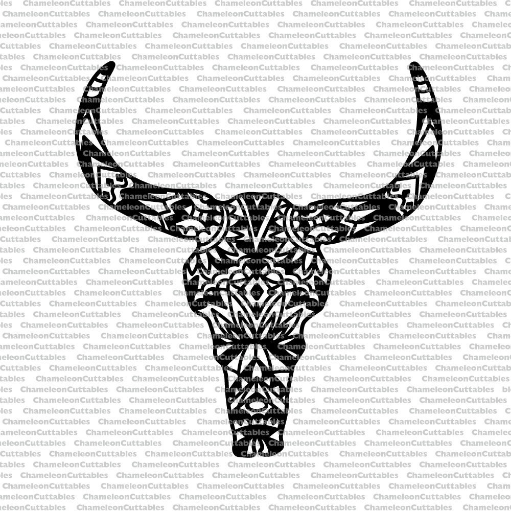 Download cow skull svg bull handdrawn tribe boho tribal mandala