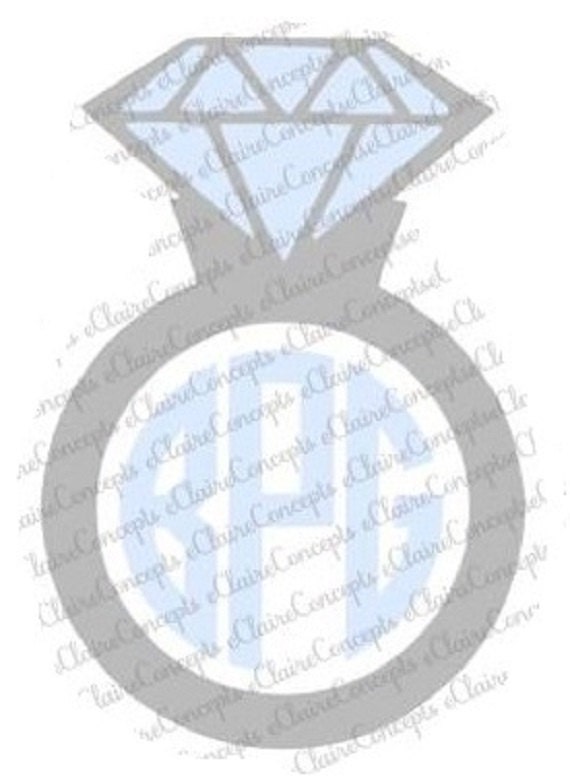 Download Digital Diamond Bling Ring Monogram Cuttable SVG JPG PNG