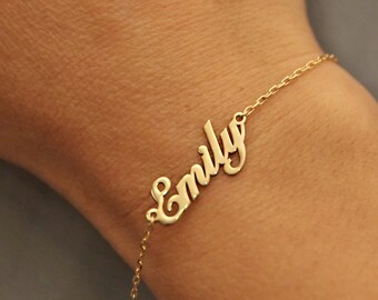 Personalized Name Bracelet_Gold Name Bracelet_Custom Name Bracelet_Nameplate Bracelet Bradesmaid Gift_Personalized Jewelry