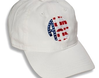 AXO Alpha Chi Omega Sorority Monogrammed Patriotic Baseball Hat.