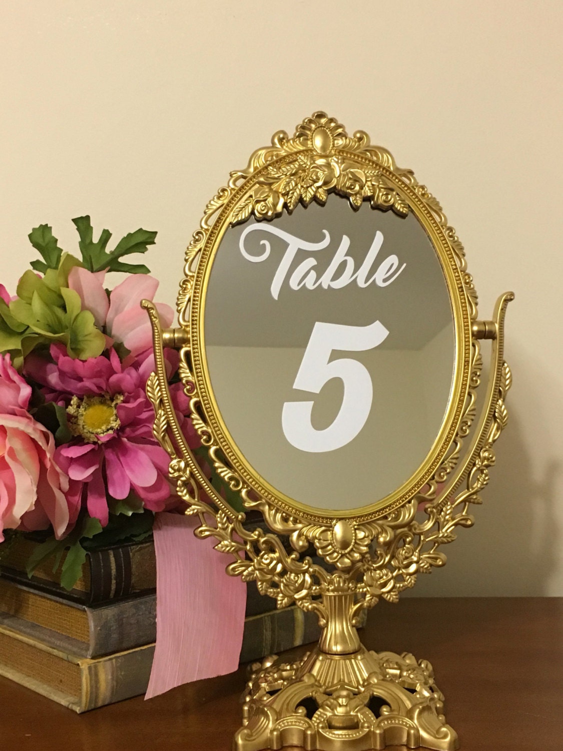 Set of beautiful mirror table numbers/Wedding mirror table