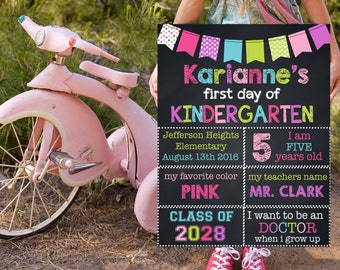 Back To School Signs, First Day Of Kindergarten, School Signs, Grade School Signs, Printable Photo Prop, First Day Of School Signs