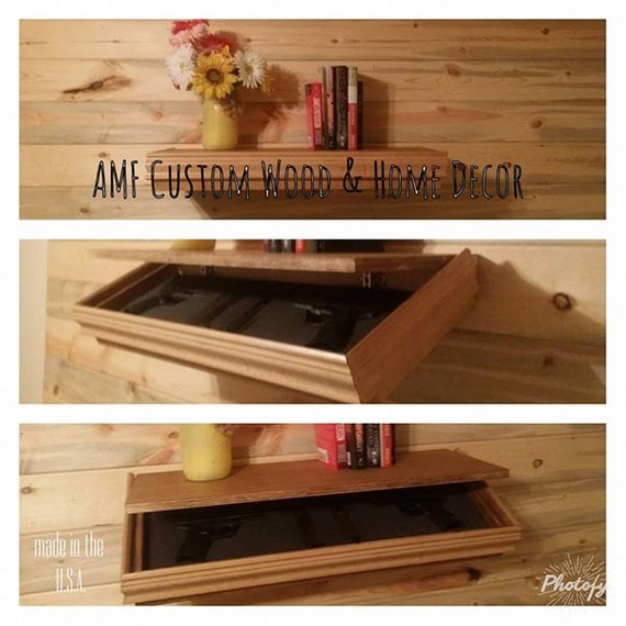 Concealed gun floating shelf. Home decor. by amfcustomwood on Etsy