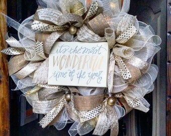 Champagne & Gold Christmas Wreath