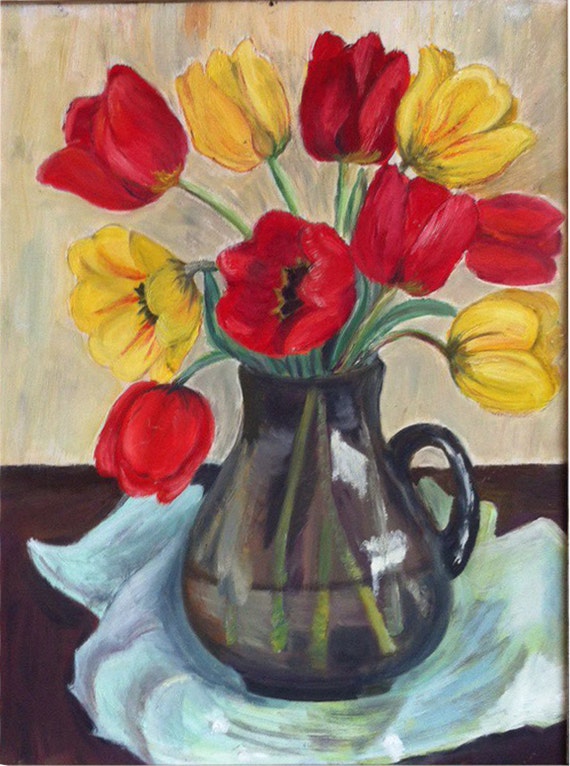 Tulips Original Oil Painting on canvas Home Decor