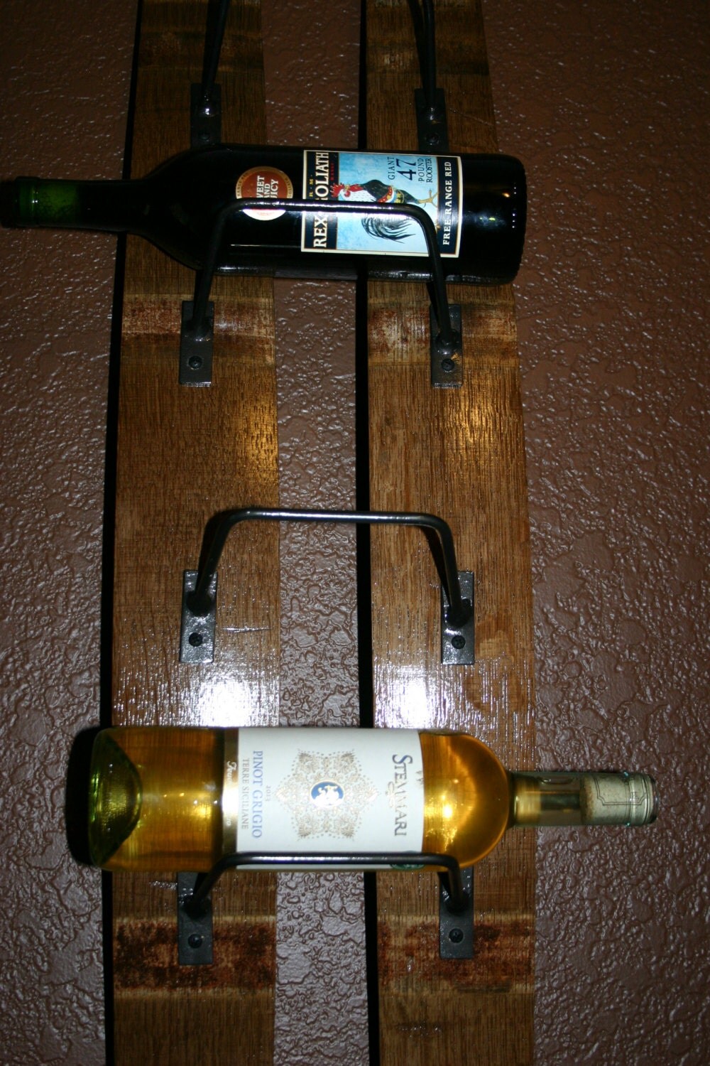 barrel stave wall wine rack