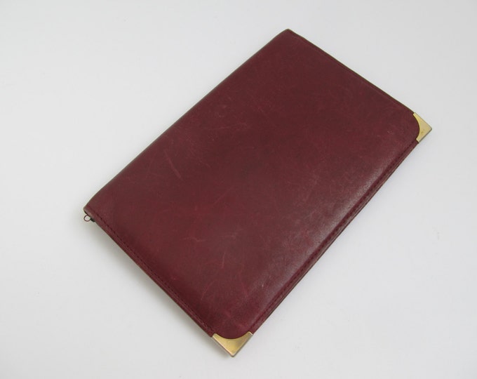 Vintage leather travel wallet, burgundy/ wine red purse, passport cover, world traveller gift idea