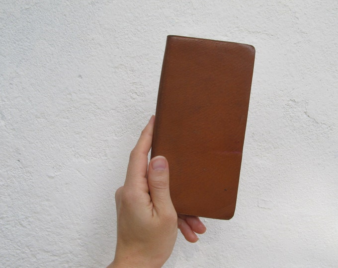 Vintage leather case, pigskin card case, ticket storage travel case, diary or notebook cover, love letter stash, trinket jewelry travel box