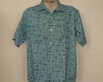 Vintage shirts, 1960s, Rockabilly shirt, all over print, retro shirt, retro shirts, Homme, Nos, Large