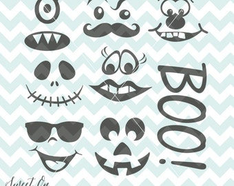 Pumpkin Faces svg - Create a face Halloween Jack O Lantern Decal SVG, PNG, JPEG Vector Cricut Silhouette Cut Files Instant Download