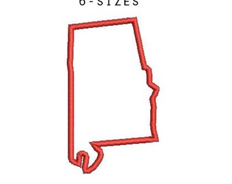 6 sizes - Alabama Applique Design, Alabama Embroidery Design, Alabama State Shape Applique, Instant Download, Embroidery Pattern