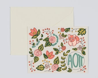 Alpha Omicron Pi Sorority Greek Letters- Floral Design