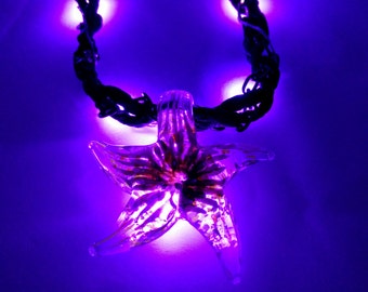 Glow In The Dark Glass and Crystal LED Necklace