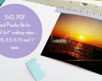 5x7" rulers SVG for cardmaking or scrapbooking, measuring tool cuttable file SVG, PDF, Pazzles, cardmaking ruler, card cutting template