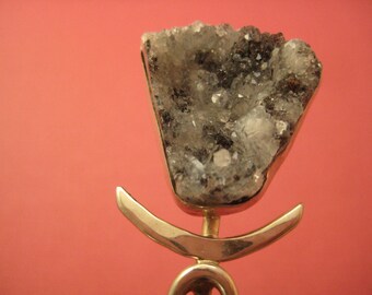 Salt and pepper Druzy Sterling silver hair spear comb