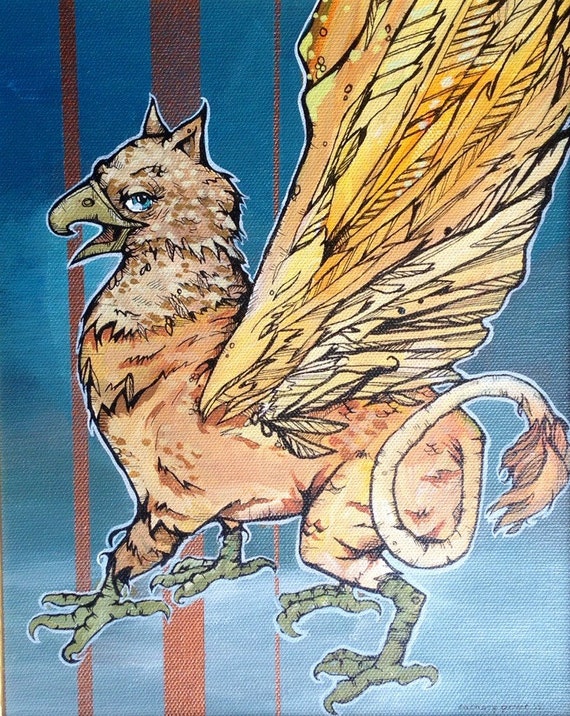 Griffin original framed acrylic painting - Guardian of the Divine