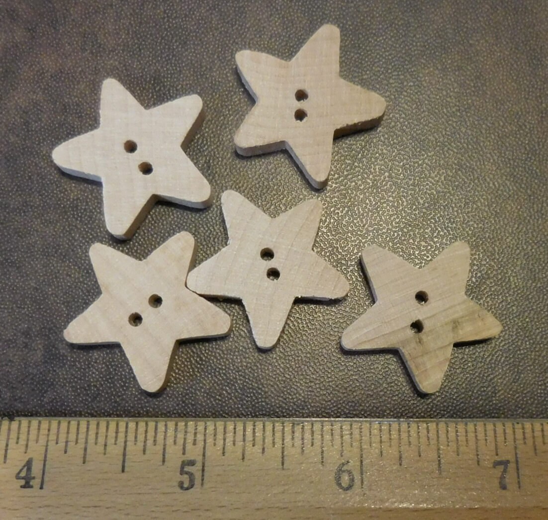 Unfinished Wood Buttons Star Shaped 5 Pieces 500708