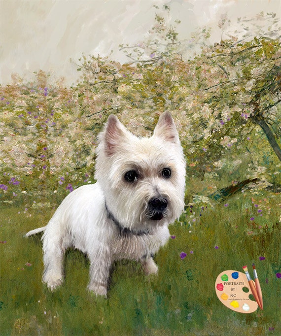 Westie Portrait Dog Painting Westie Painting from Your