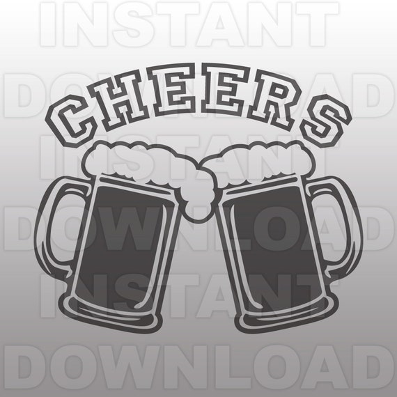 Beer Mugs with Cheers SVG FileBeer SVG File-Vector Clip Art