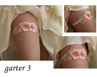 Bridal Garter,embroidered garter--size M/L