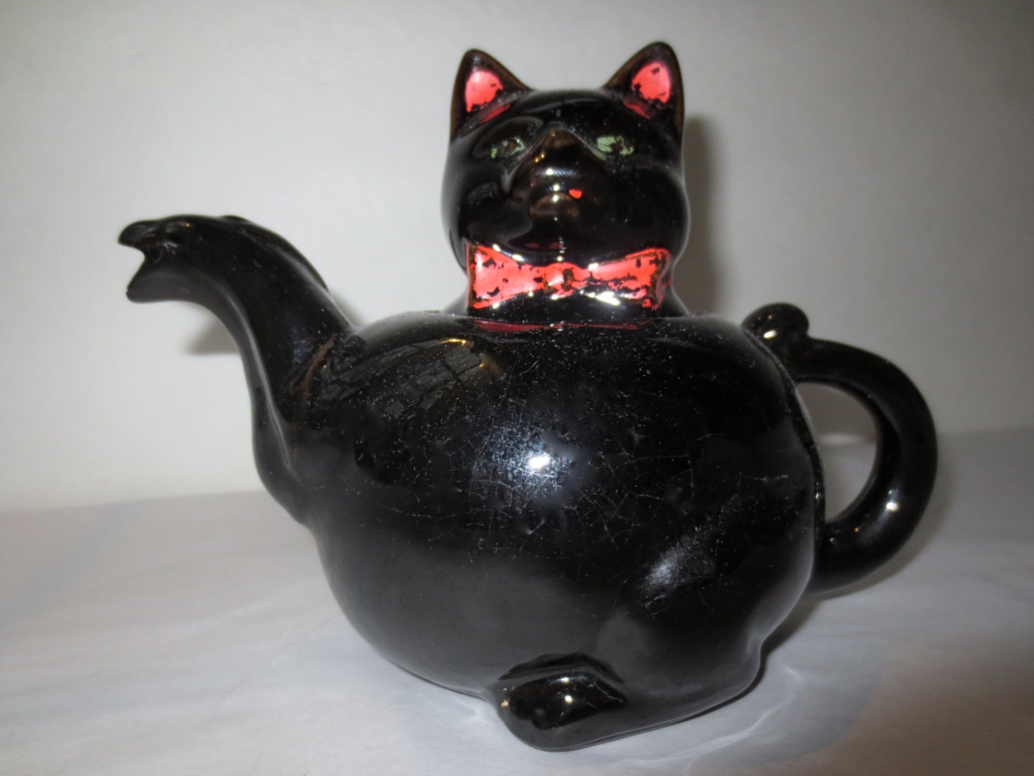 Black Cat Teapot Japan Redware Clay Shafford Cold