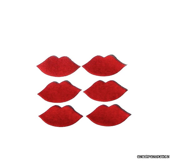 Kisses//Lips...Fabric Iron On Appliques...Set by OnceUponaDesign