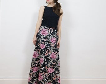 Boho maxi skirt, Floral print skirt, 90s grunge skirt, Satin floral skirt, High waisted skirt, hippie skirt, maxi skirt.