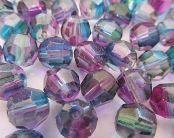 Vintage Glass Beads (12) German Rainbow Beads
