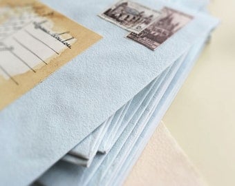 10 Large Spanish Handcrafted Cotton Robin's Egg Blue Envelopes (8.5" x 6.5")