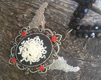 Pendent Necklace Choker Cameo Medusa Art Deco Wings Steampunk Victorian Fantasy Goth