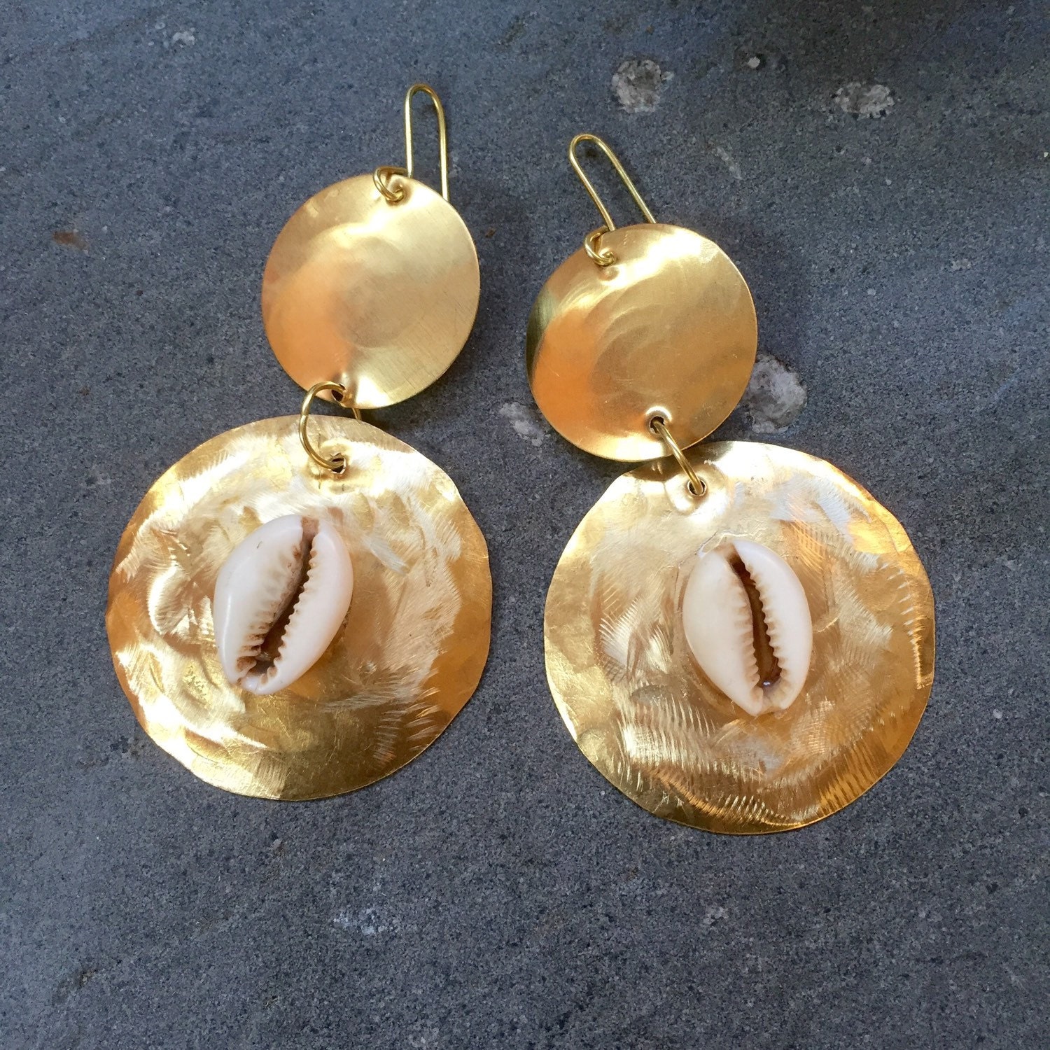 Gold Earrings With Cowrie Shell