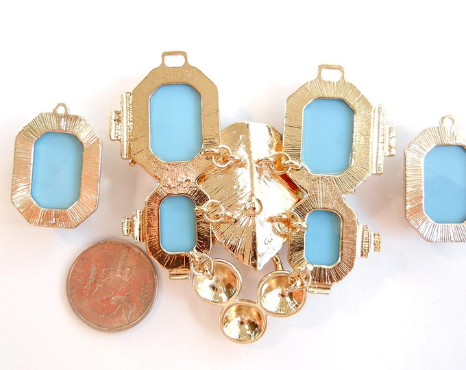 Set of Bug Pendant and Charms Turquoise Blue Acrylic Gems