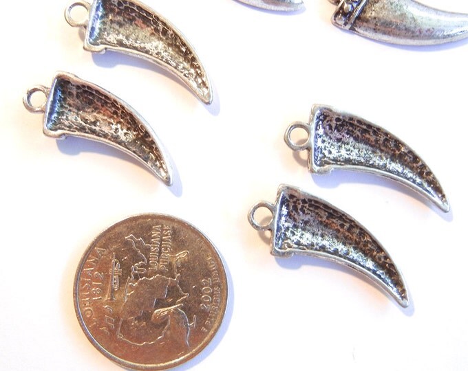 10 Antique Silver-tone Claw Charms