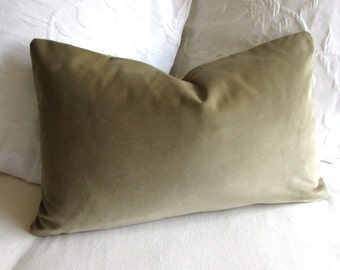 VELVET decorative Pillow 12x20 includes insert sage green velvet fabric