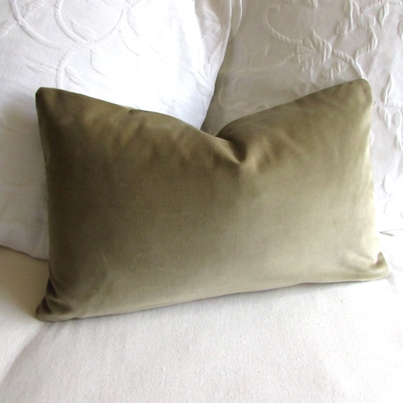 VELVET decorative Pillow 12x20 includes insert sage green