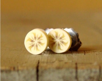 Miniature Fruit Slice Earrings - Sweet Banana Slices