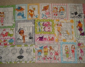 LORALIE SUNSHINE RESORT Fabric Flip Flops Swimsuits 100% cotton fabric panel 23.5 x 44 inches