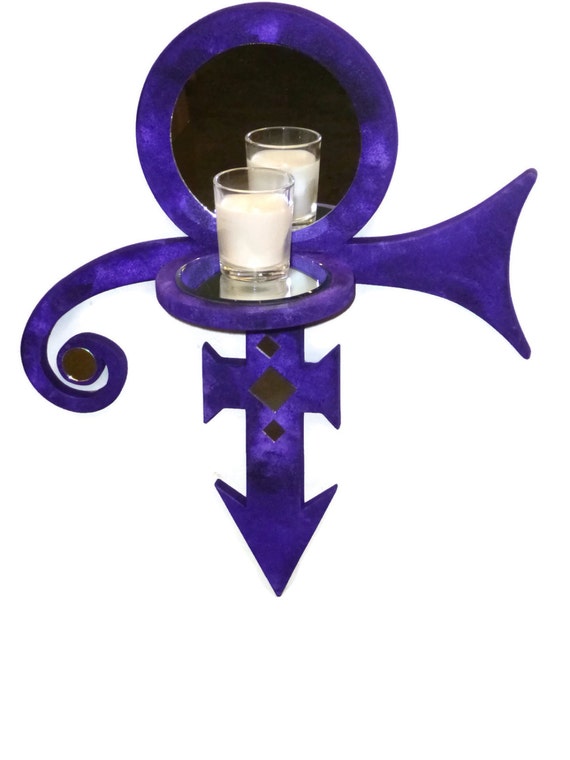 Prince Symbol Candle Sconce - Candle holder -Wall Hanging- Wall decor -Wall Art-Purple-Mirror-Unique-Original - 18" x 15"  by Zannalisa