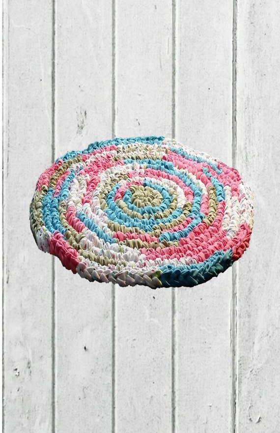 Country Area Rug Handmade Washable Cotton Rag Rug Fabric Crochet ...