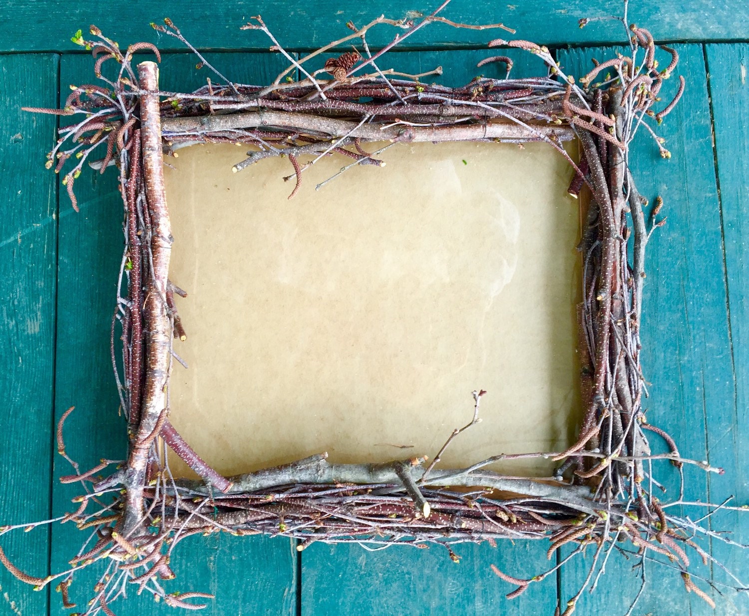 Birch twig picture frame with glass. Ready for by NHWoodscreations