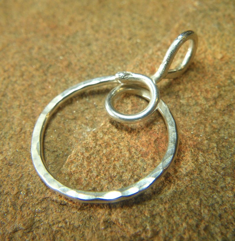 Thick Sterling Silver Organic Circle Charm Holder Pendant for