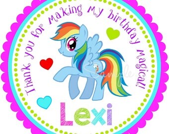 My little Pony Stickers, My Little Pony Favor Tags, My Little Pony Birthday Party - set of 12
