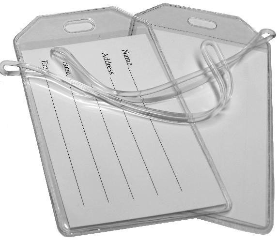 Set of 2 Clear Vinyl Loop Luggage Tags and Passport Covers