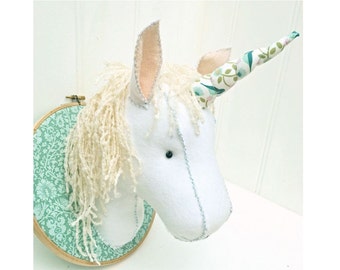 Faux Taxidermy Felt Unicorn Head Pattern pdf instant download