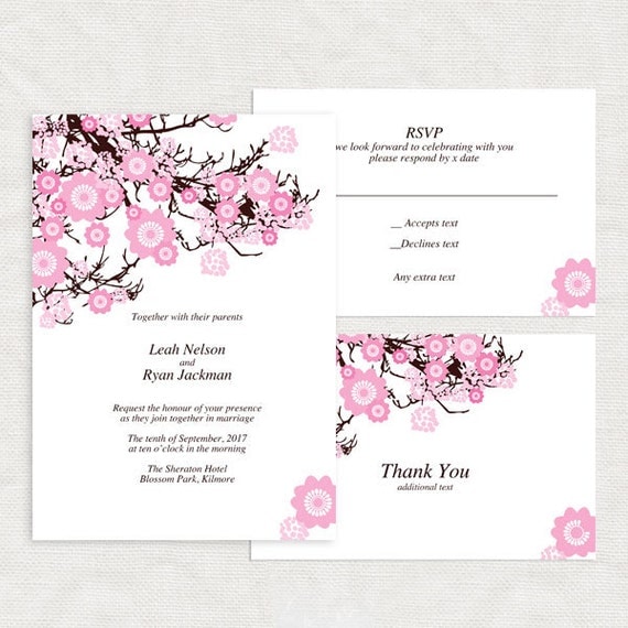 Free Cherry Blossom Wedding Invitations Templates 5