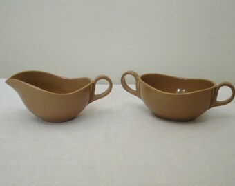 Vintage Medium Tan Melmac Sugar & Creamer