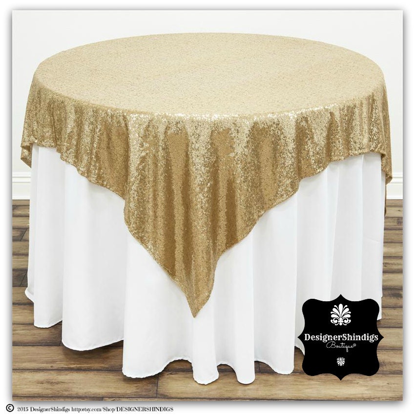 Sequin Gold Tablecloth AND Overlay Various by DESIGNERSHINDIGS