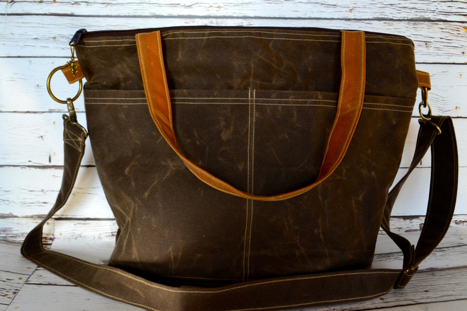 Diaper Bag Waxed Canvas waterproof Tote / cross body by DarbyMack